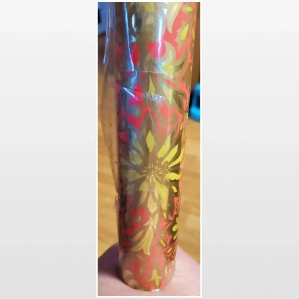 New Vintage Hallmark Wrapping Paper Orange Yellow Gold Foil NWT